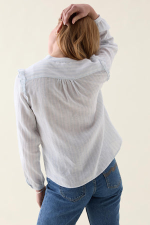 Ellen Ruffle Sleeve Linen Shirt