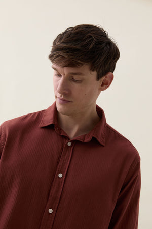 Shaw Rust Lightweight Herringbone Shirt