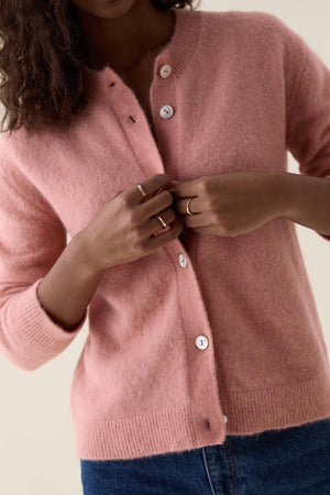 Sidley Pink Crew Neck Cardigan