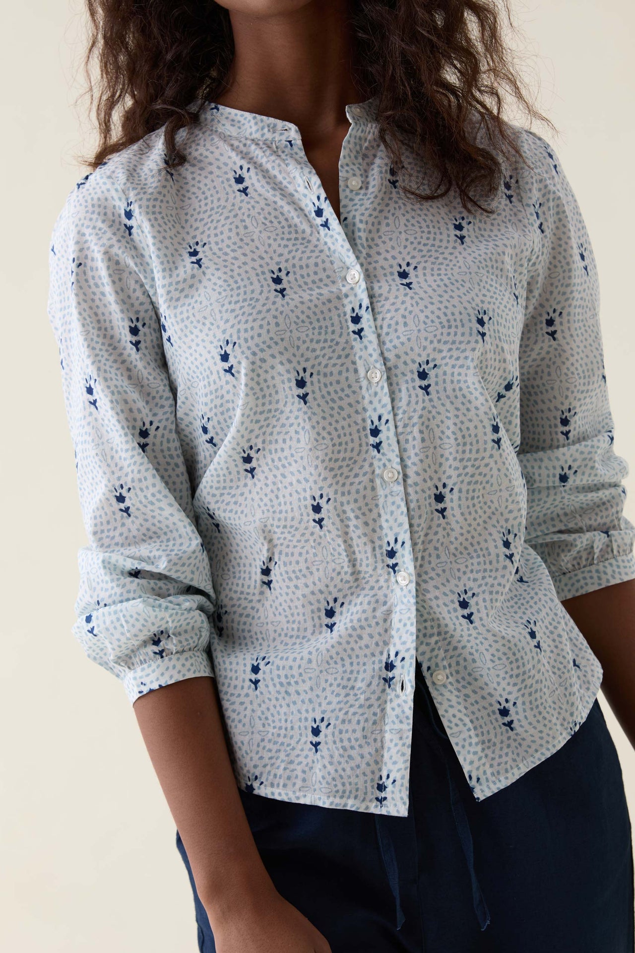 Witley Blues Printed Tie Waist Blouse